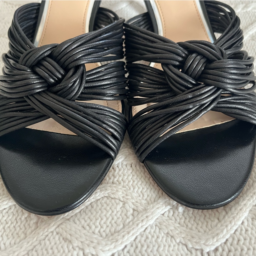 New! Jewel Badgley Mischka Black Heeled Slide Sandals Women’s Size 7.5 - Picture 9 of 14